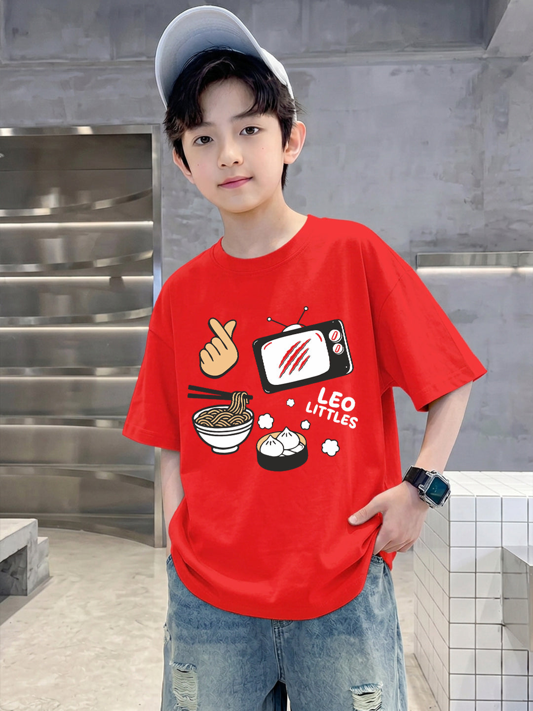 Leotude Boys' Red Leo Littles Printed T-Shirt