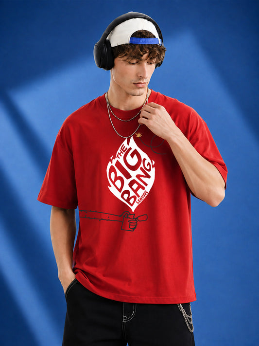 Leotude Men "The Big Bang" Red Oversized T-Shirt