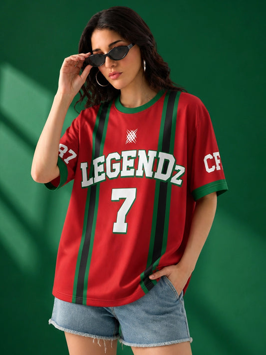 Leotude Women's Red Legendz Printed T-Shirt