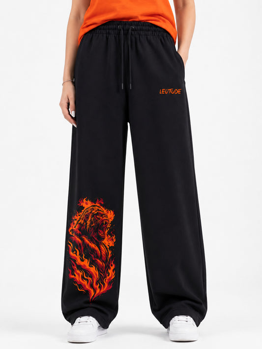 Leotude Women's Black Blaze Ape Premium Trackpants