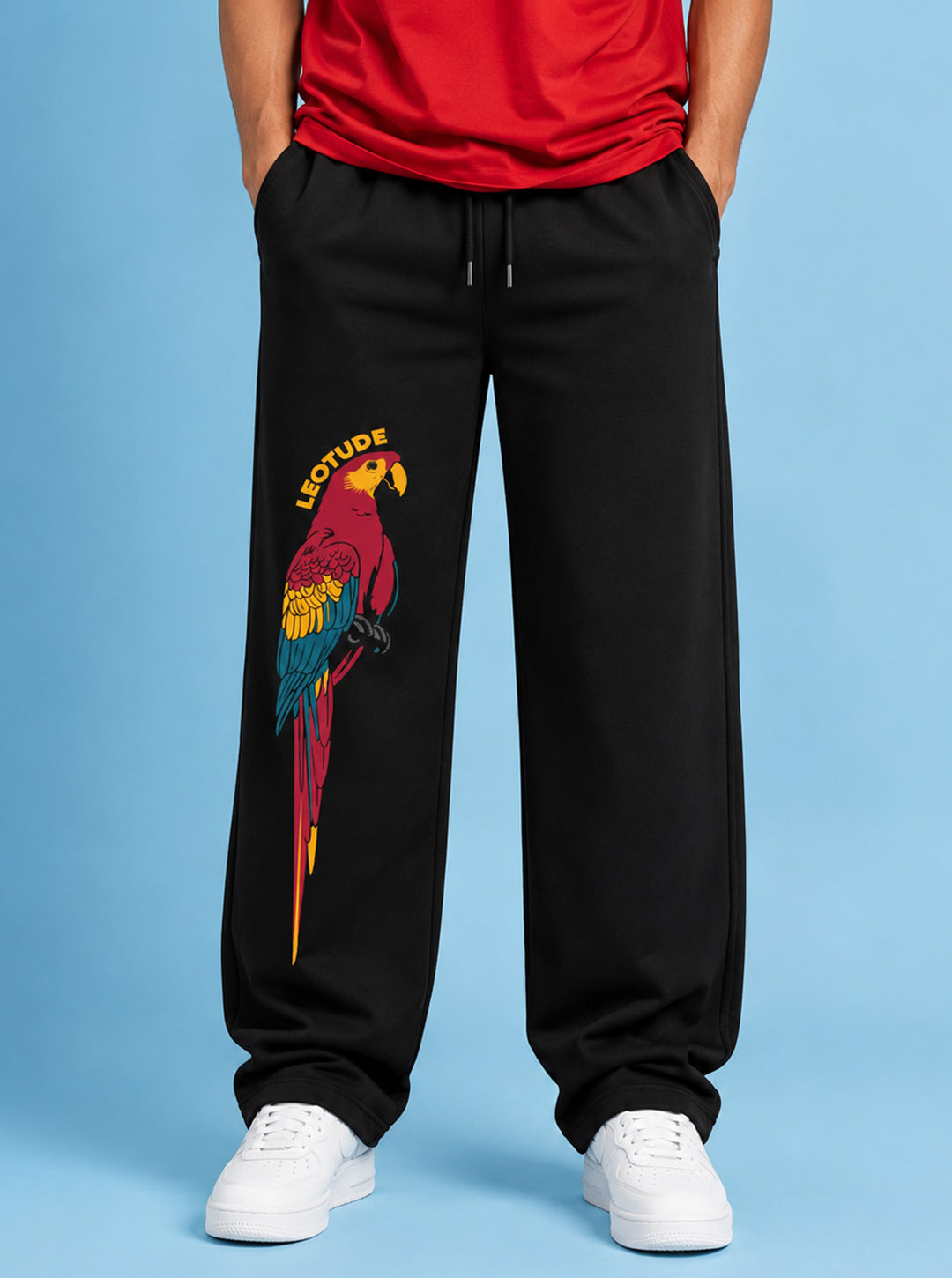 Leotude Men's Black Parrot Premium Trackpants