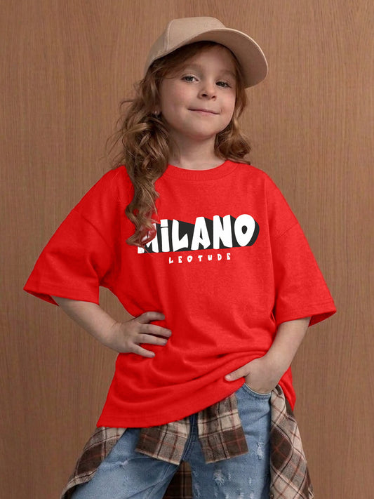 Leotude Girls' Red Milano Printed T-Shirt
