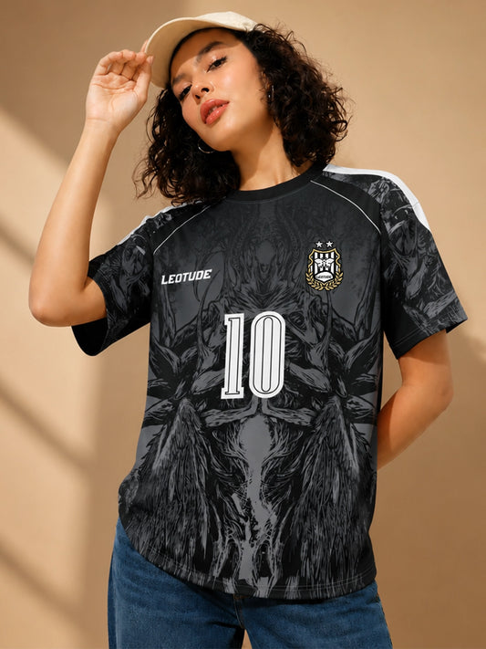 Leotude Women's Black Dark Beast Soccer Jersey Sport ( ) Printed T-Shirt