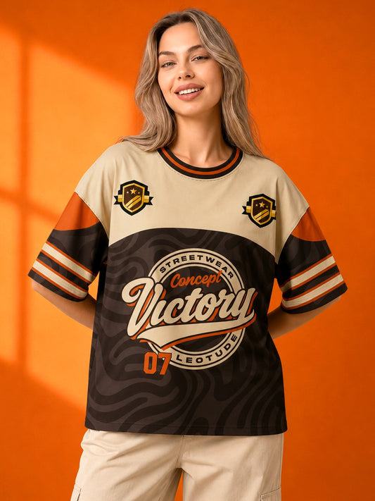 Leotude Women's Brown Victory Printed T-Shirt