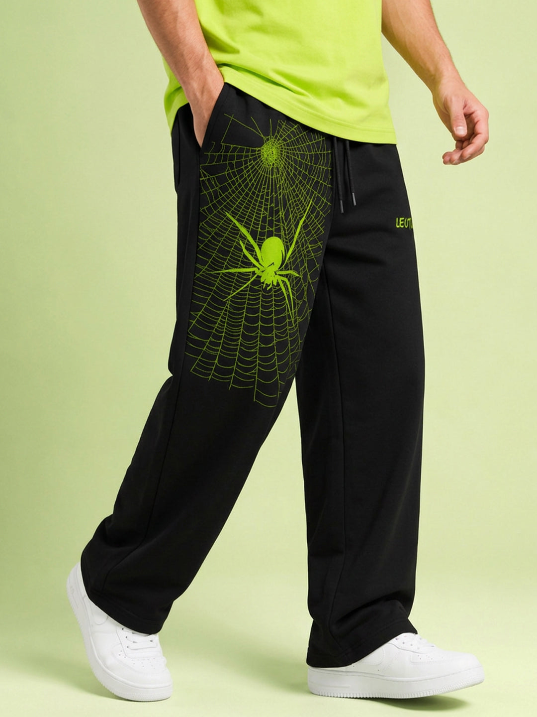 Leotude Men's Black Spider Premium Trackpants