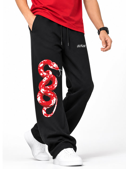 Leotude Men's Black Snake Premium Trackpants