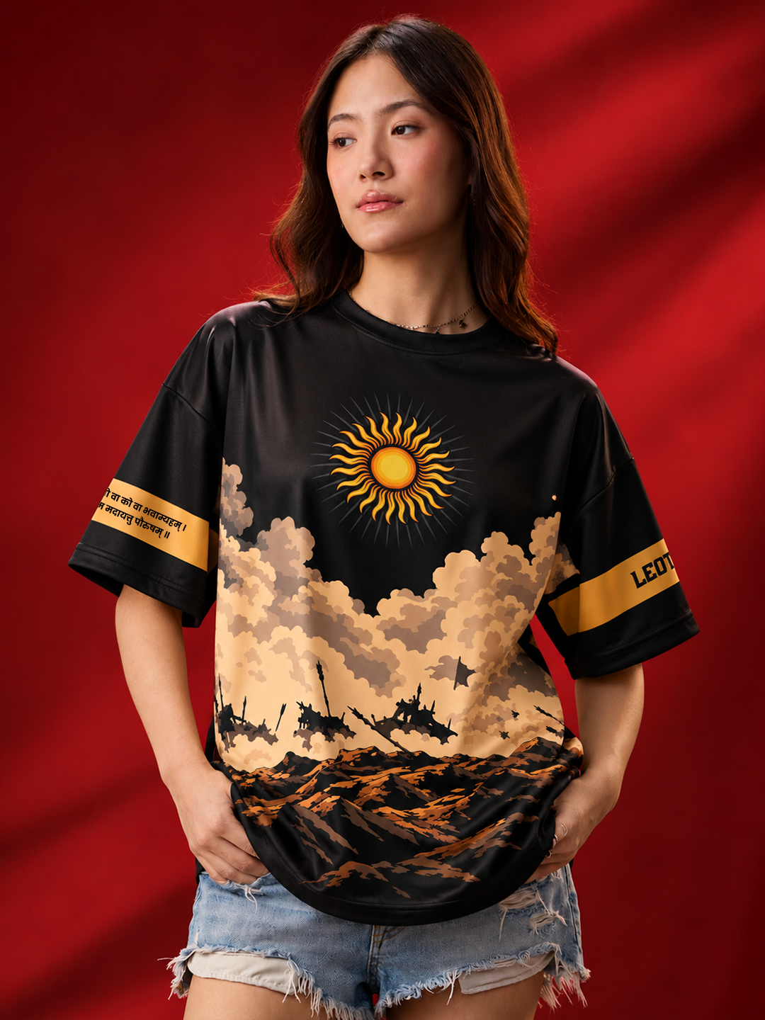 Leotude Women's Black Karna Printed T-Shirt