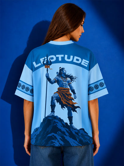 Leotude Women's Blue Mahadev Printed T-Shirt