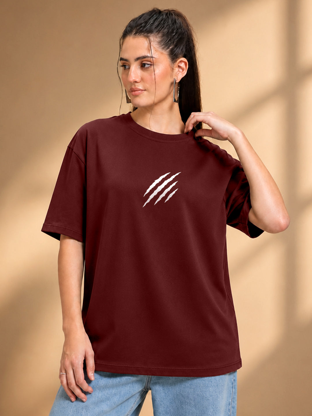 Leotude Women's Brown Claw Mark Premium T-Shirt