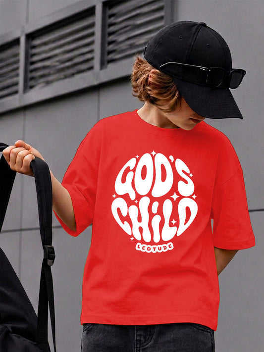 Leotude Boys' Red God's Child Printed T-Shirt