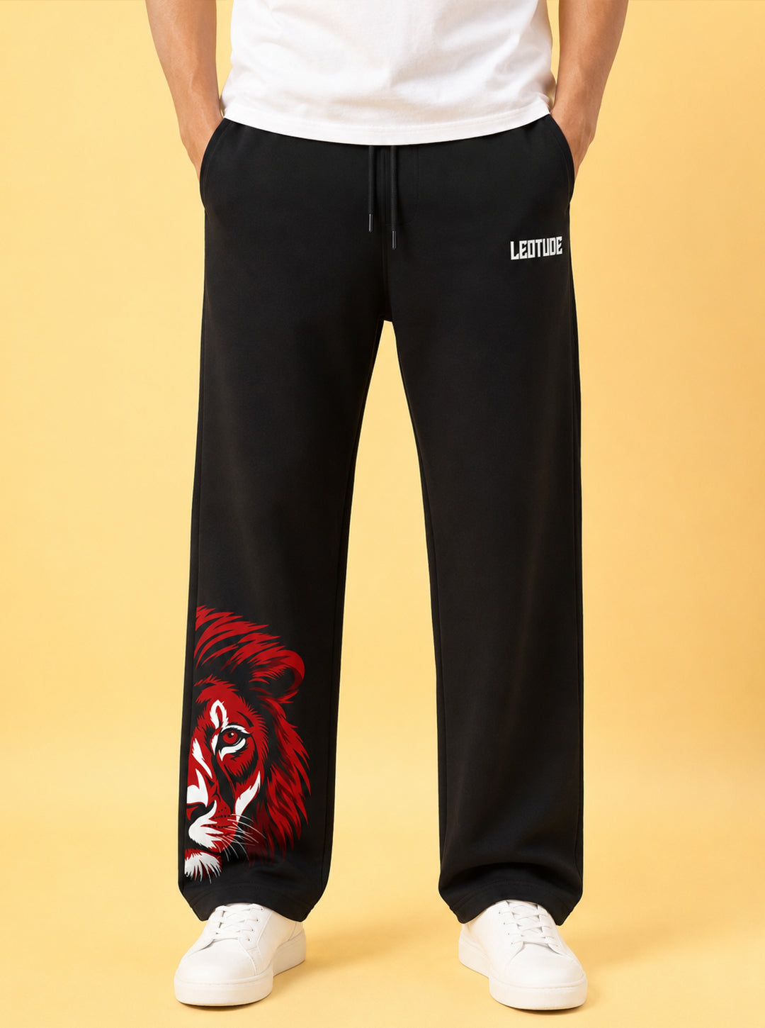 Leotude Men's Black Alpha Premium Trackpants