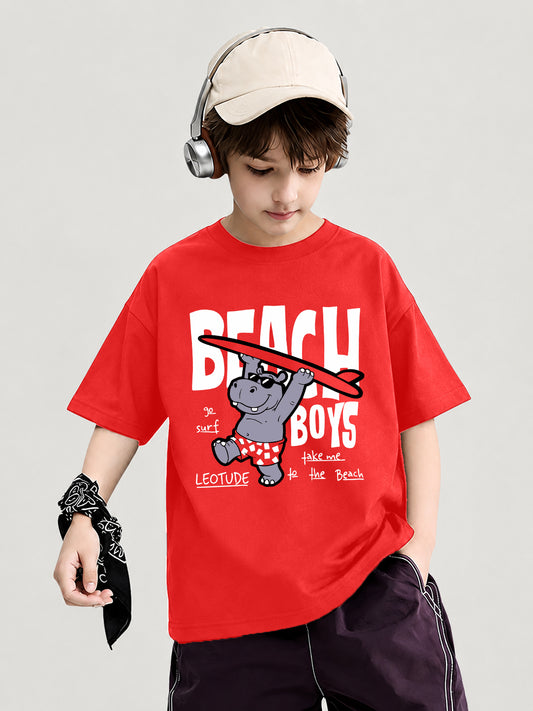 Leotude Boys' Red Beach Boys Printed T-Shirt
