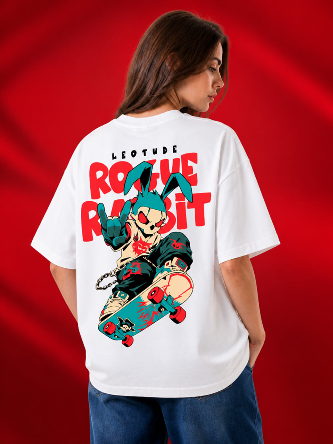 Leotude Women's White Rogue Rabbit Premium T-Shirt