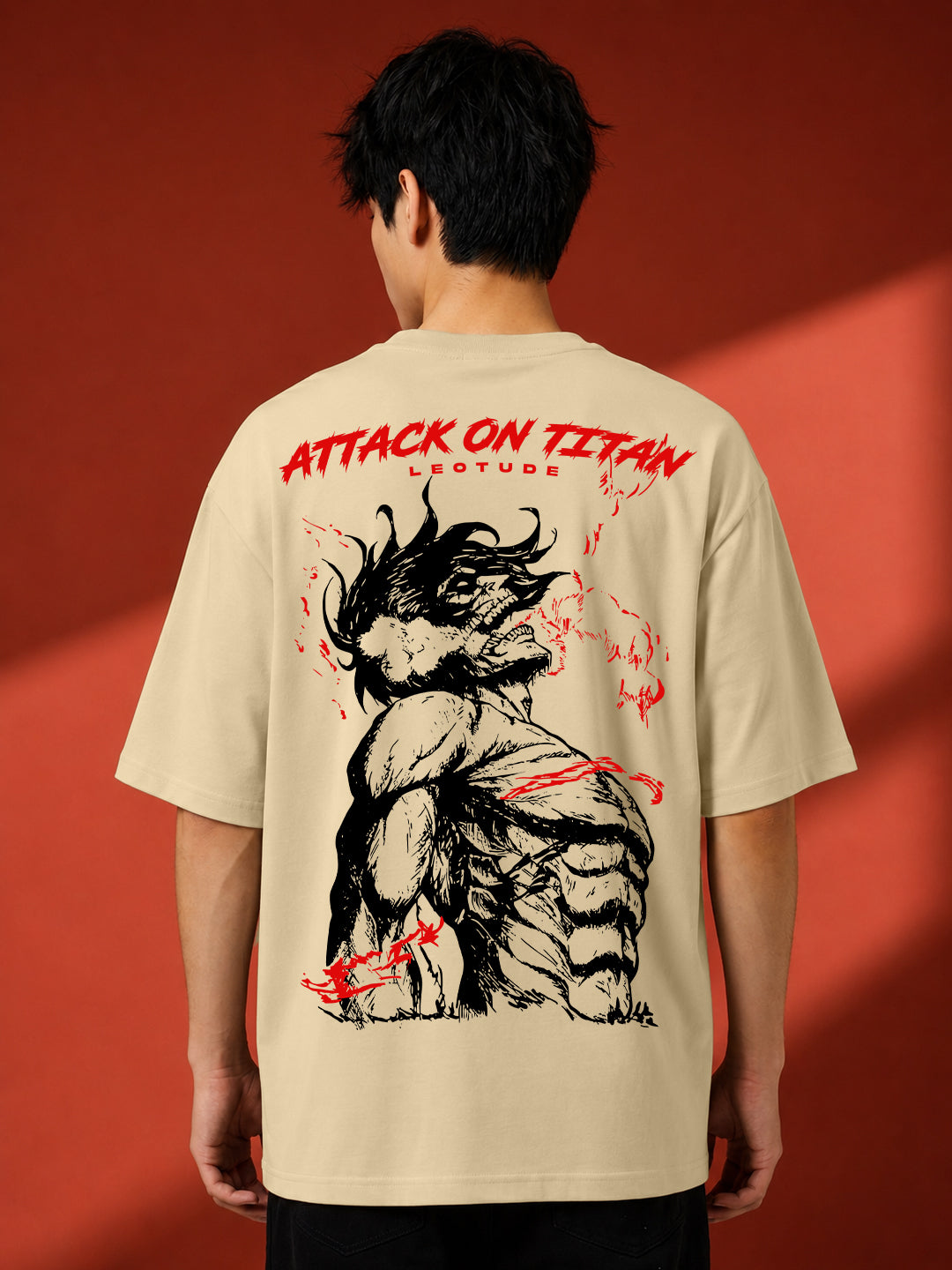 Leotude Men's Cream Attack on Titan Premium T-Shirt