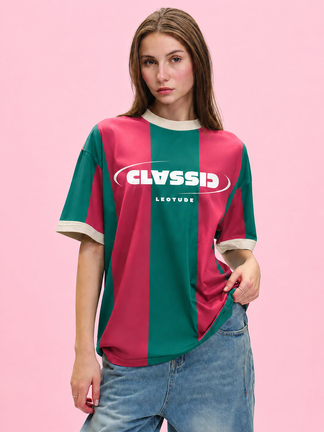 Leotude Women's Green Classic Printed T-Shirt