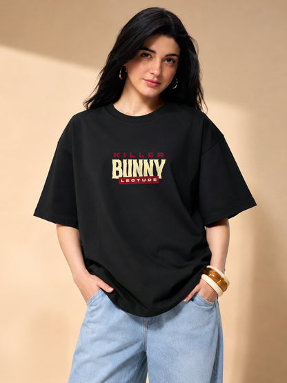 Leotude Women's Black Killer Bunny Premium T-Shirt