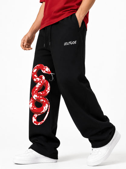 Leotude Men's Black Snake Premium Trackpants