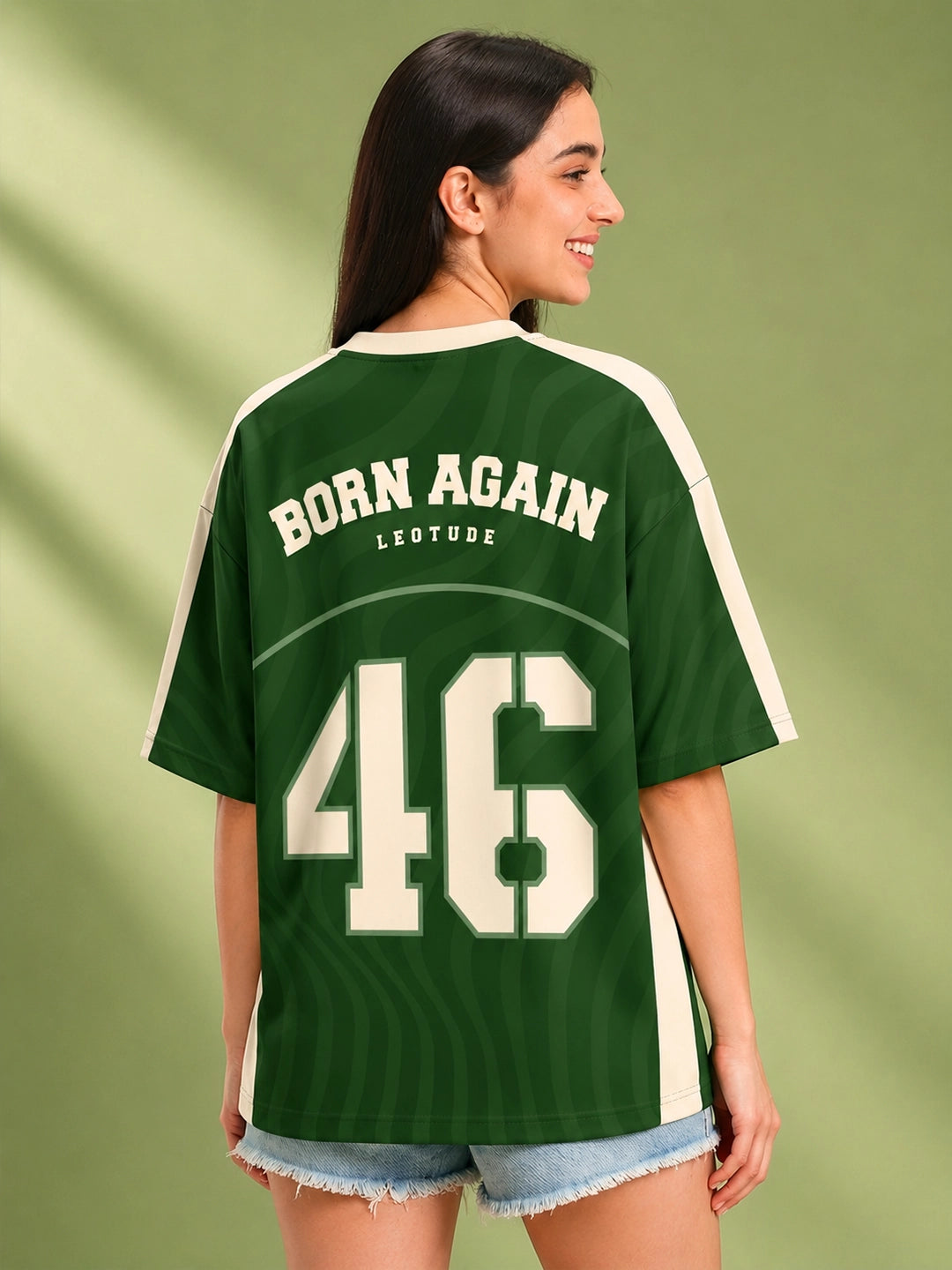 Leotude Women's Green Born Again Printed T-Shirt