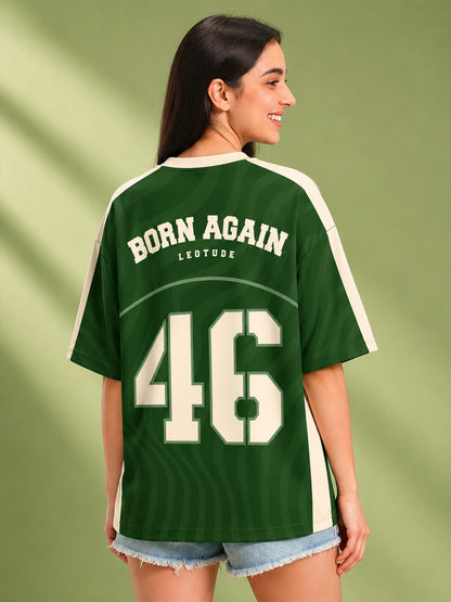 Leotude Women's Green Born Again Printed T-Shirt