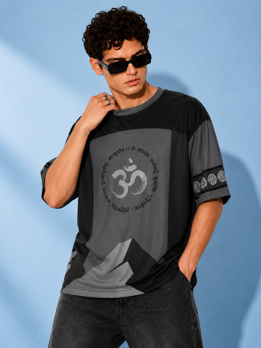 Leotude Men's Grey Premium Mahadev Printed T-Shirt