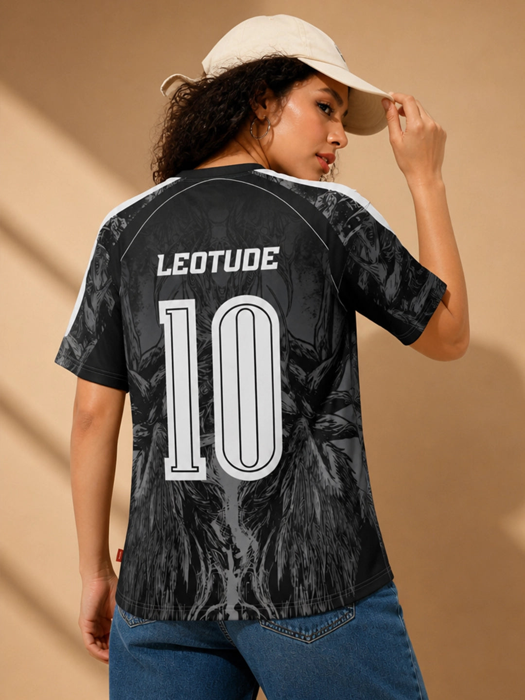 Leotude Women's Black Dark Beast Soccer Jersey Sport ( ) Printed T-Shirt