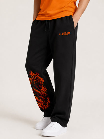 Leotude Men's Black Blaze Ape Premium Trackpants