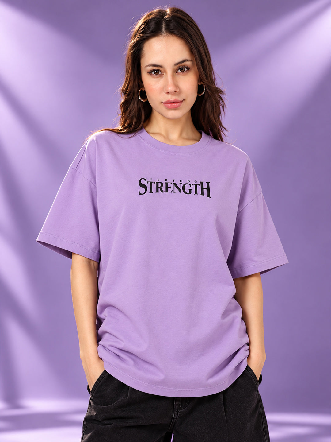 Leotude Women "Limitless Strength" Purple Oversized T-Shirt