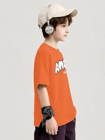 Leotude Boys' Orange Amour Printed T-Shirt