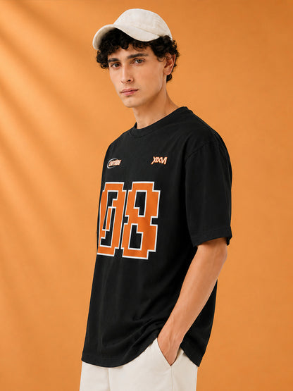 Leotude Black 08 Printed Oversized Tshirt for Men