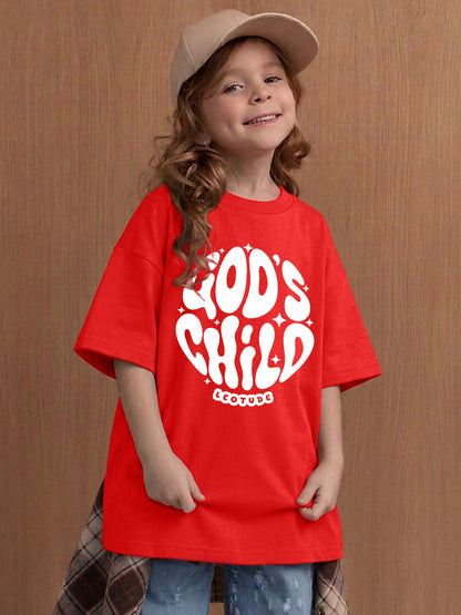 Leotude Girls' Red God's Child Printed T-Shirt