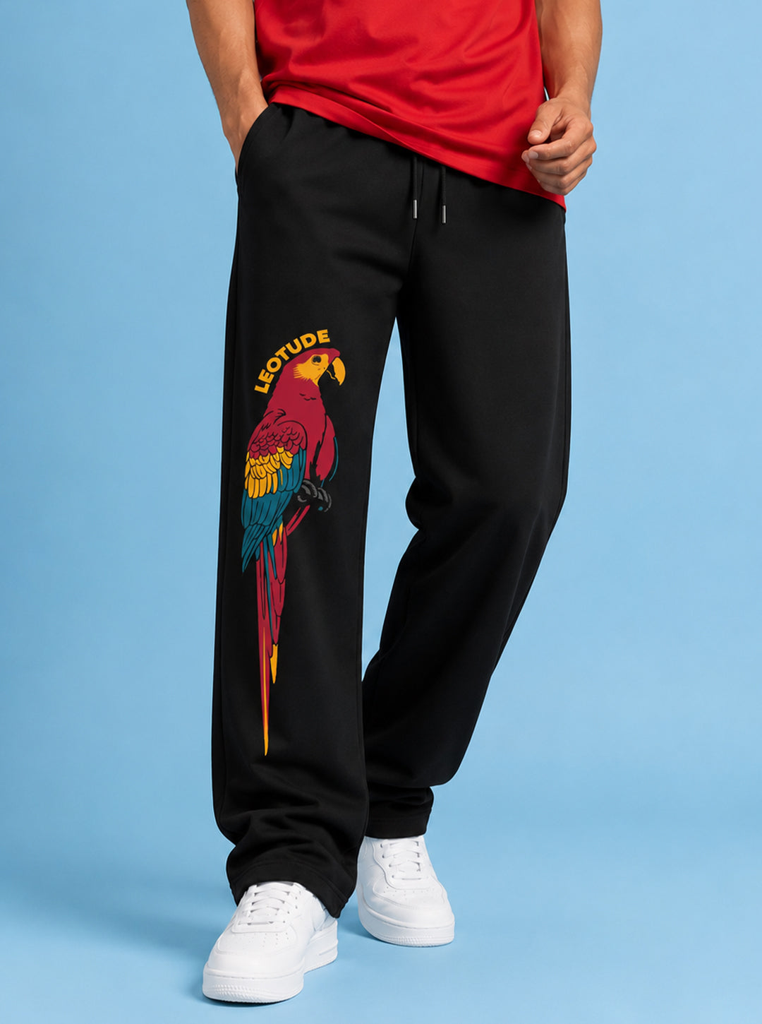 Leotude Men's Black Parrot Premium Trackpants