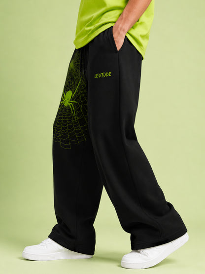 Leotude Men's Black Spider Premium Trackpants