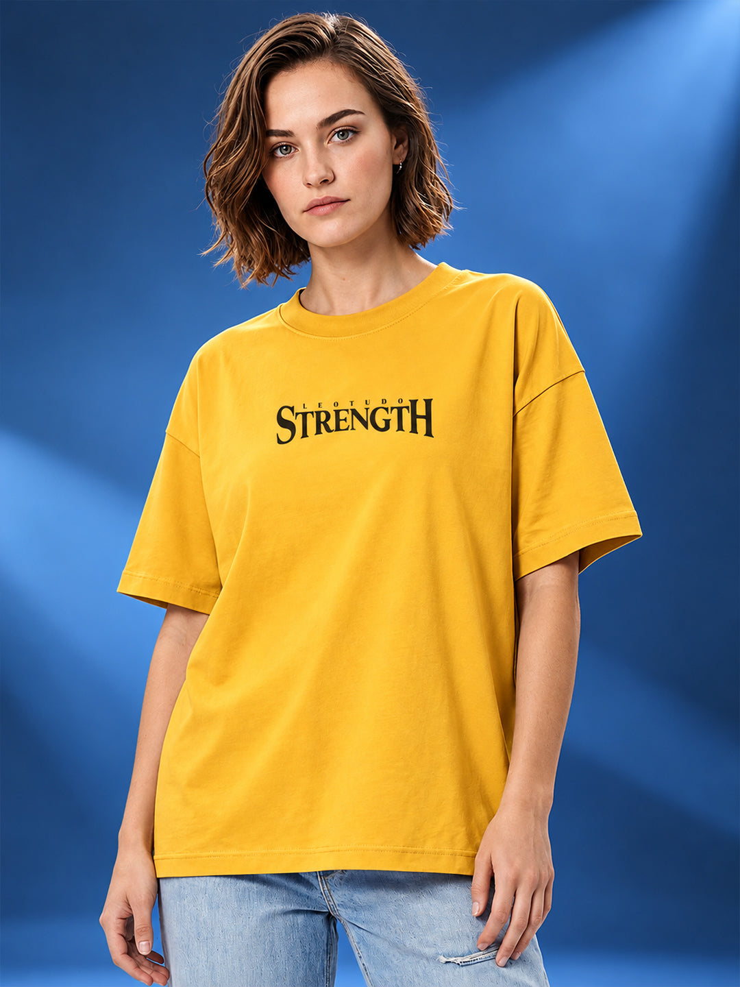 Leotude Women "Limitless Strength" Yellow Oversized T-Shirt