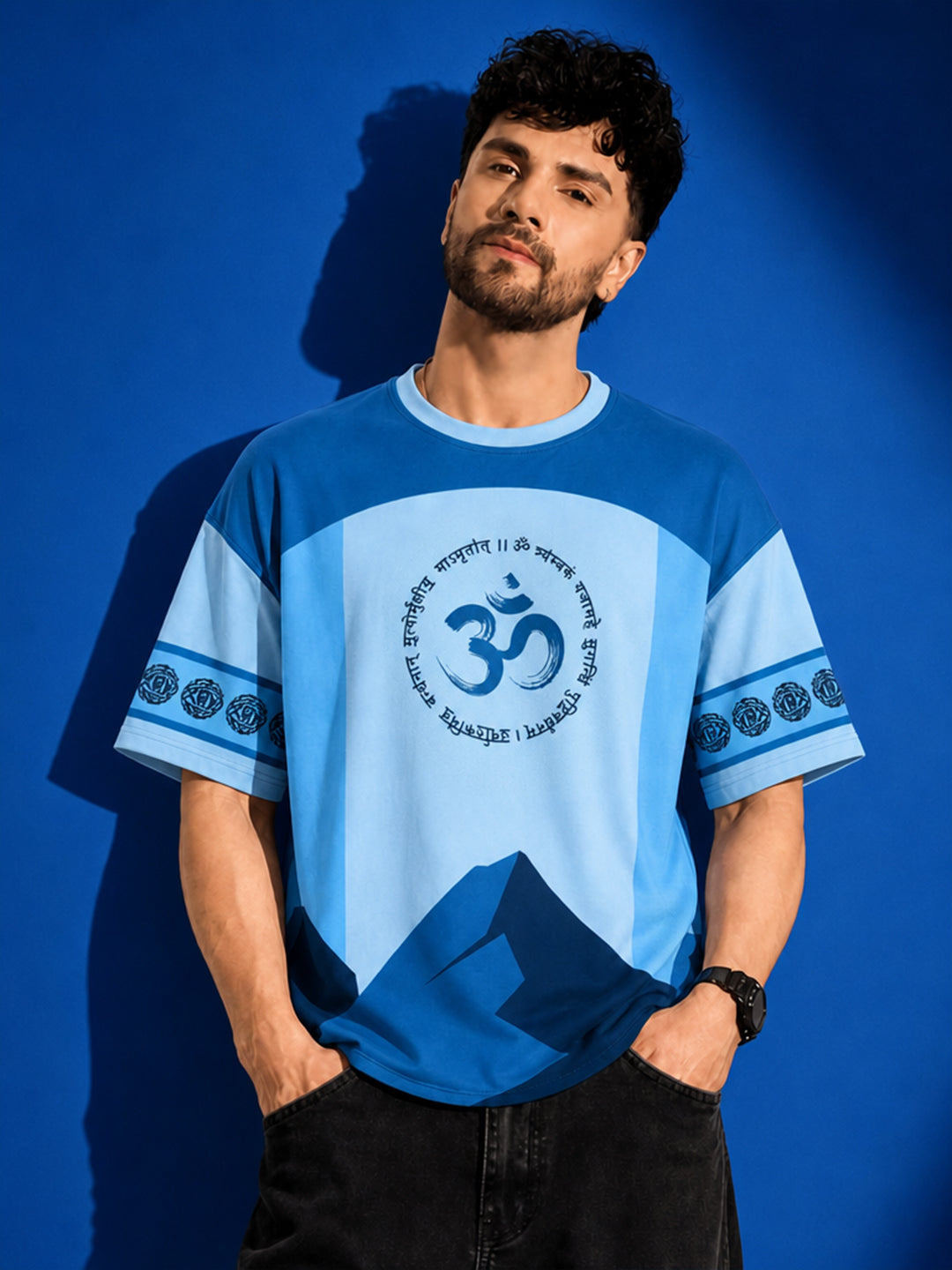 Leotude Men's Blue Mahadev Printed T-Shirt