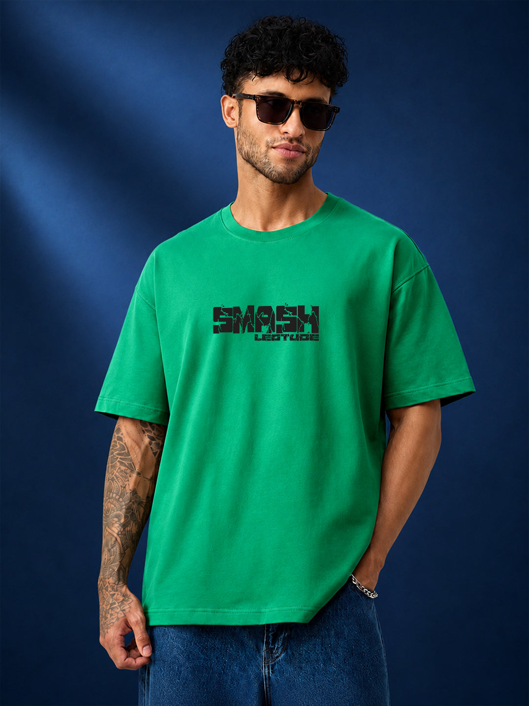 Leotude Men's Hulk Graphic Green Oversized T-Shirt