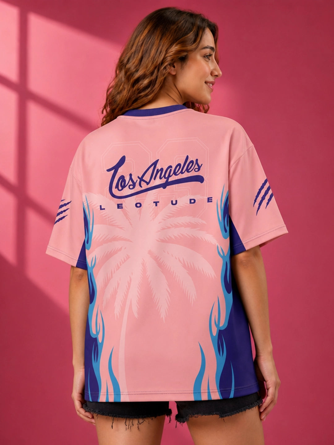 Leotude Women's Pink Los Angeles Printed T-Shirt