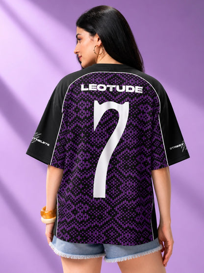 Leotude Women's Purple Street Athlete Printed T-Shirt