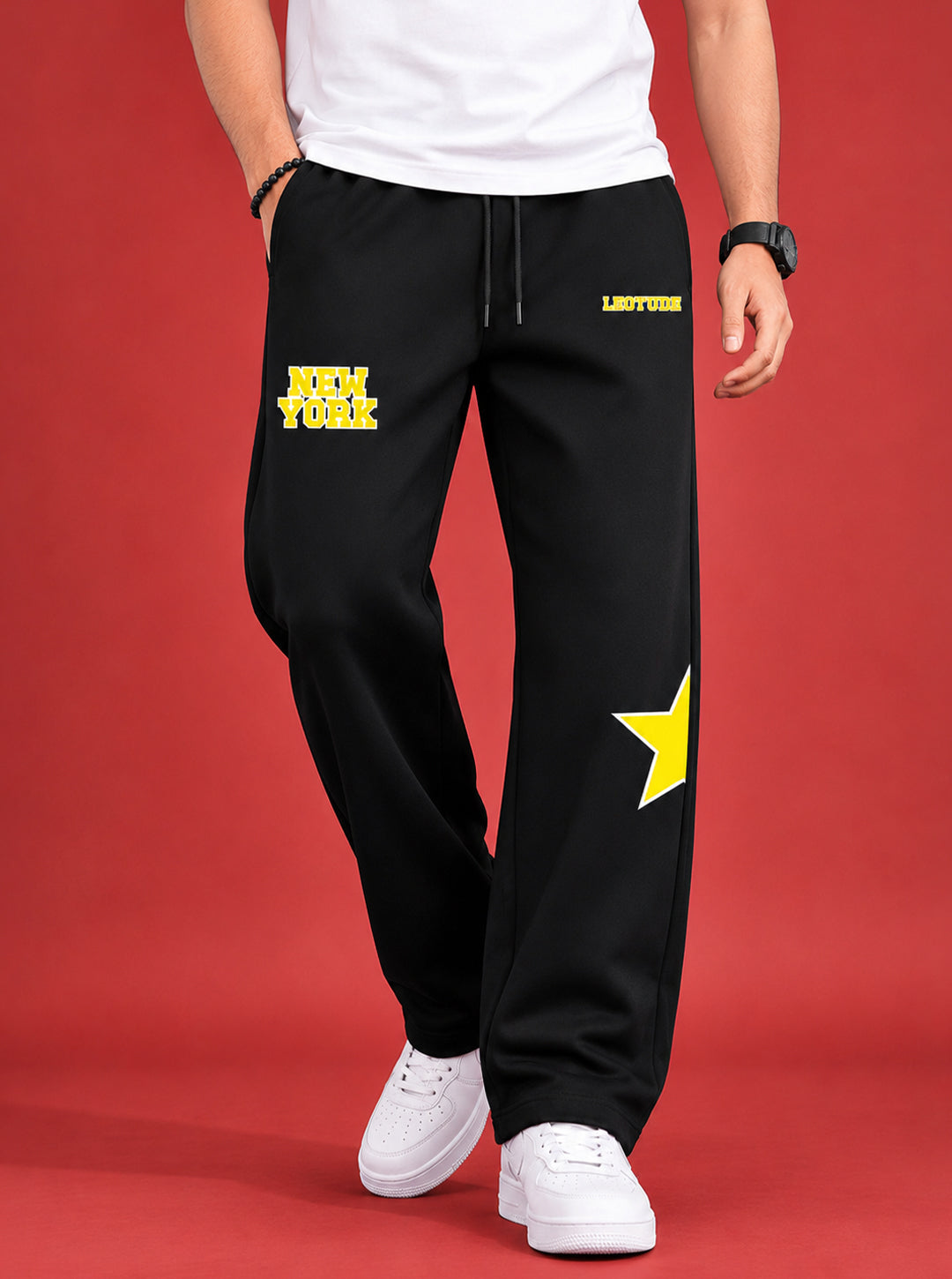 Leotude Men's Black Midtown Premium Trackpants