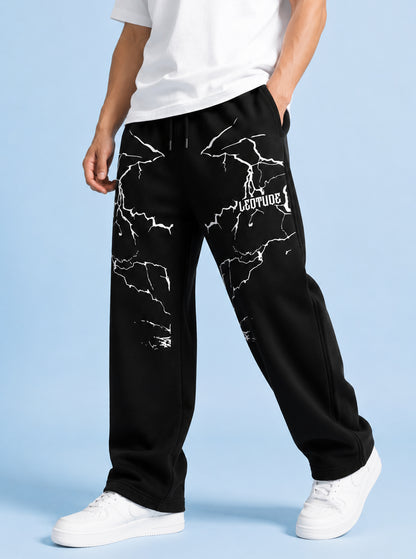Leotude Men's Black Shockwave Premium Trackpants