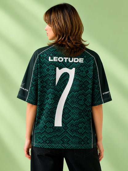Leotude Women's Green Street Athlete Printed T-Shirt