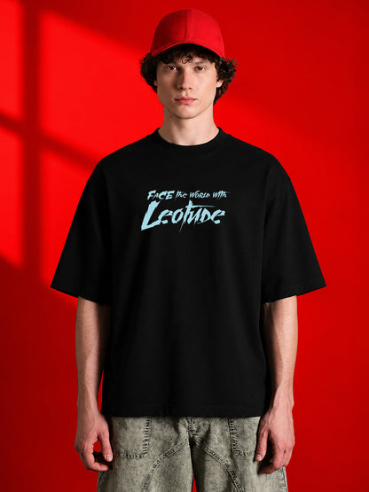 Leotude Black Faces Printed Oversized Tshirt for Men