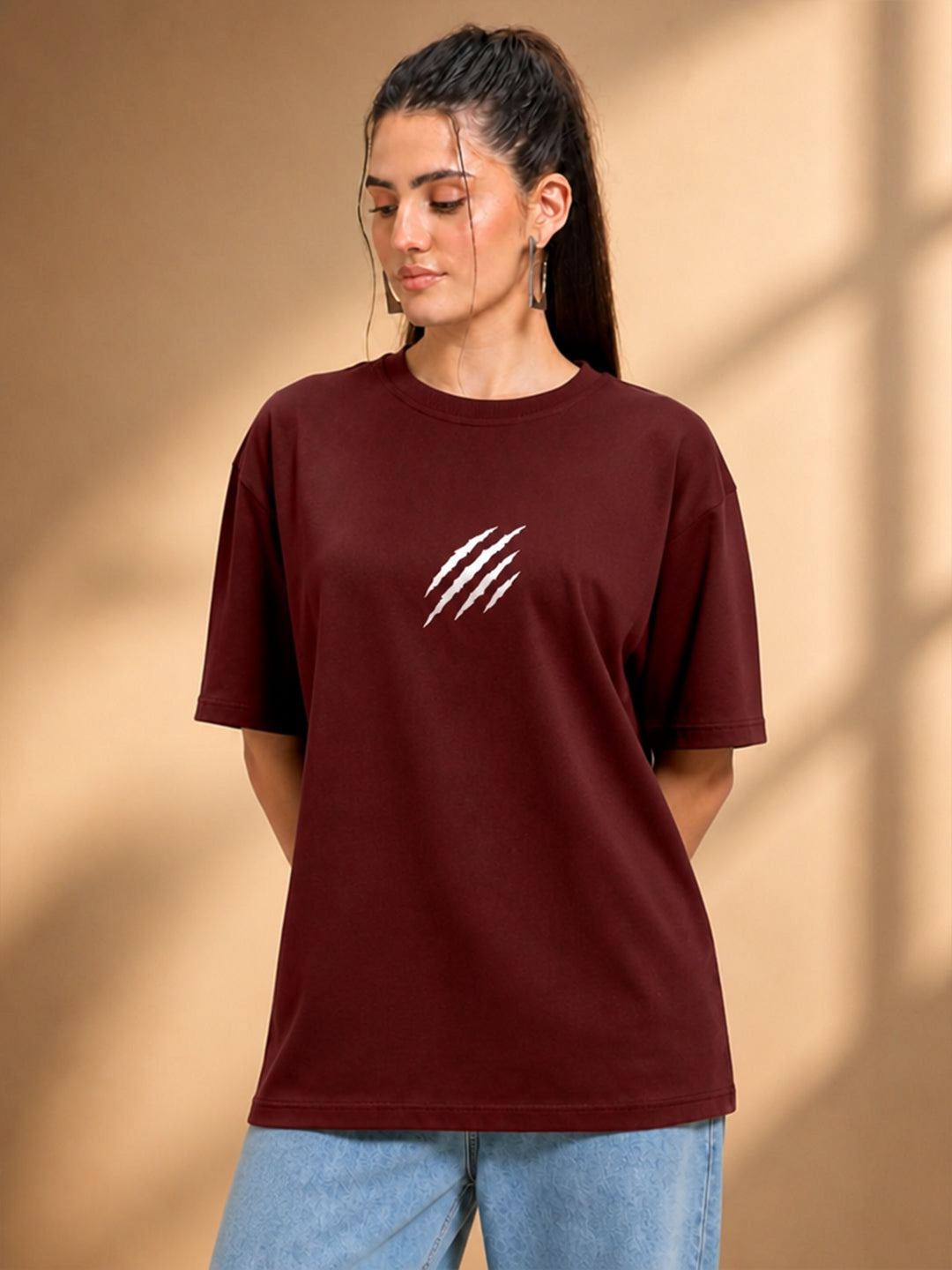 Leotude Women's Brown Claw Mark Premium T-Shirt
