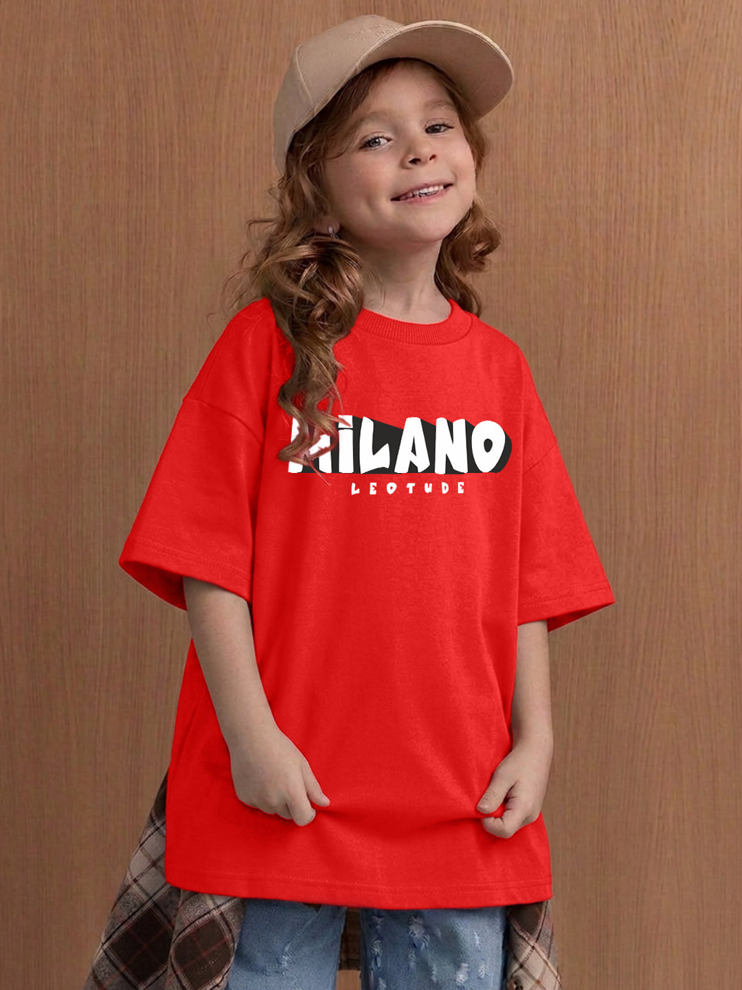 Leotude Girls' Red Milano Printed T-Shirt