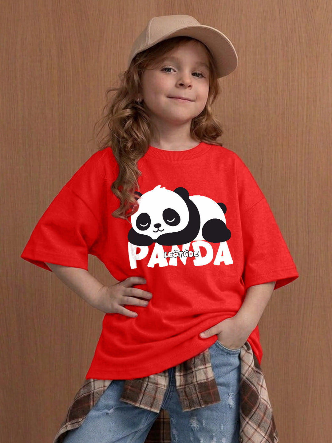 Leotude Girls' Red Panda Printed T-Shirt