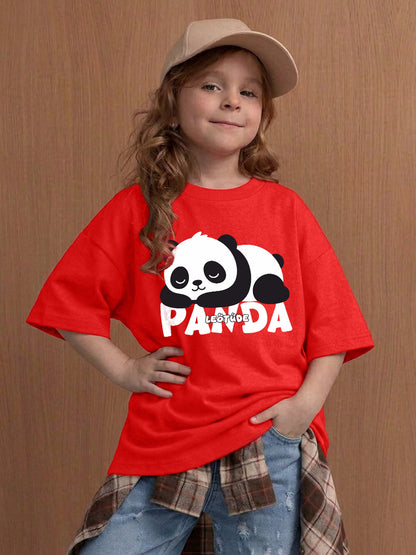 Leotude Girls' Red Panda Printed T-Shirt