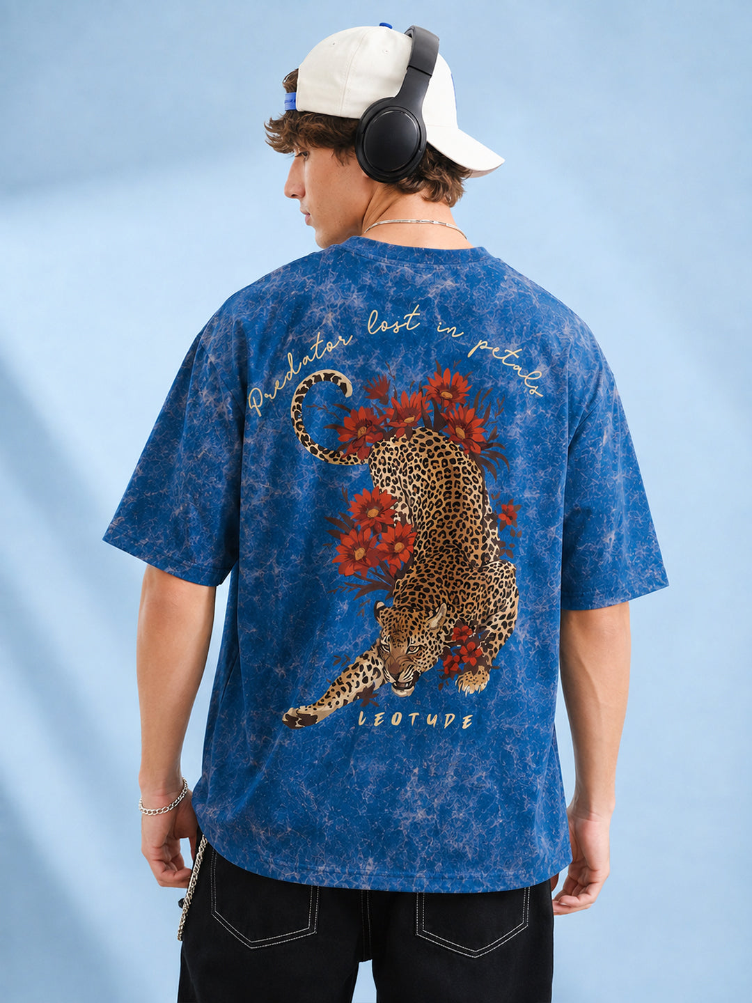 Leotude Men's Blue PREDATOR Printed T-Shirt