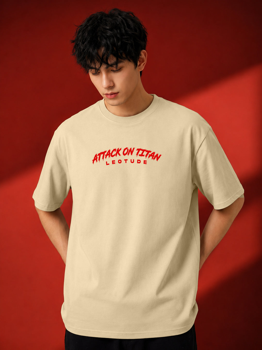 Leotude Men's Cream Attack on Titan Premium T-Shirt