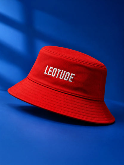 Leotude "Wild" Embroidered Bucket Hat — Unisex Cotton Bucket Hat (Red)