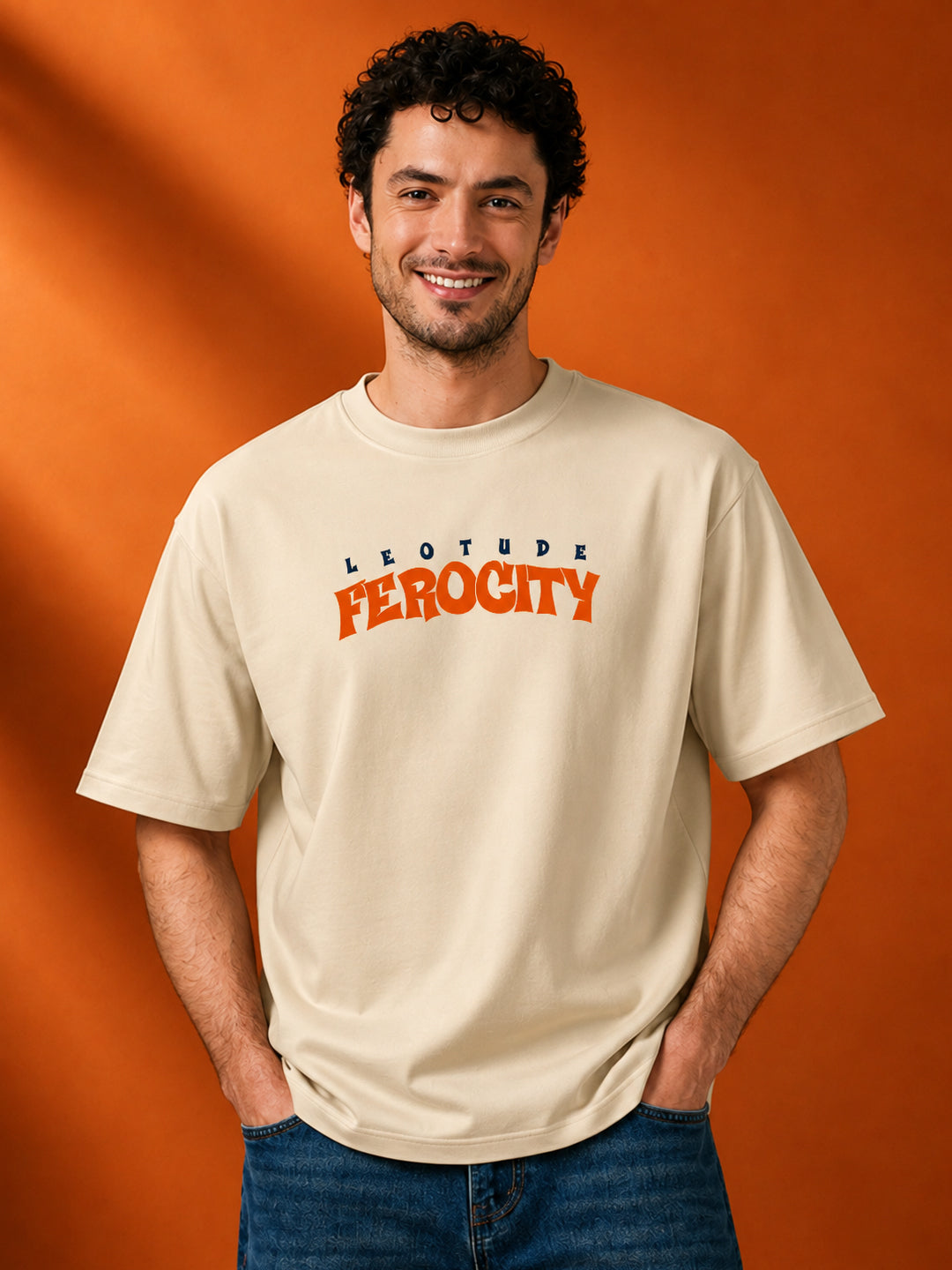 Leotude Men's Beige Ferocity Dragon Premium T-Shirt