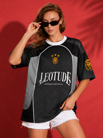 Leotude Women's Black No Rules Just Style Printed T-Shirt